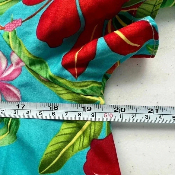 Wave Shoppe Mid-Calf Turquoise Floral Kaftan Dress Sz‎ M - Picture 15 of 16